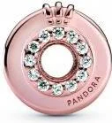 Charm Pandora Métal doré à l'or rose fin 585/1000 O Couronné Pavé Centre Ouvert Signature Pandora vue 2
