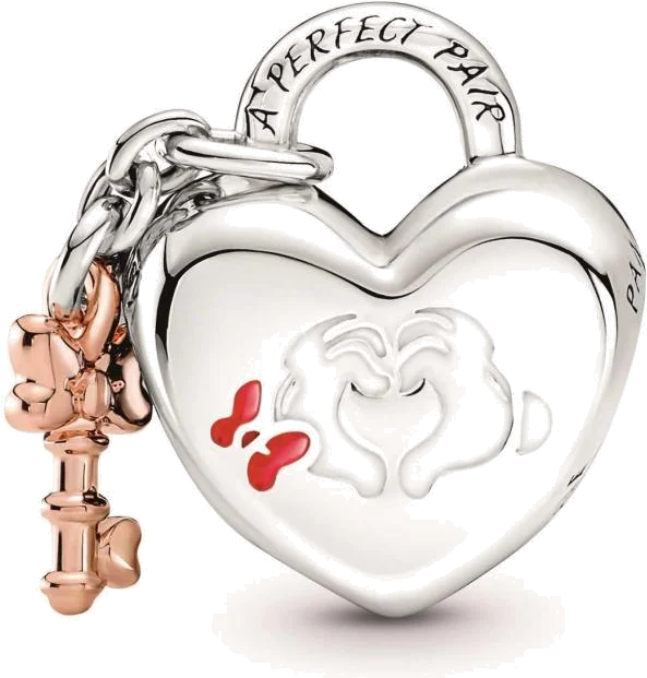 Charm Pandora argent Disney x Pandora Cadenas cœur Mickey & Minnie vue 2