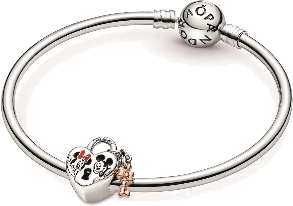 Charm Pandora argent Disney x Pandora Cadenas cœur Mickey & Minnie vue 3