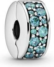 Charm Pandora Clip Pavé Bleu-Vert Pandora Moments Argent vue 2