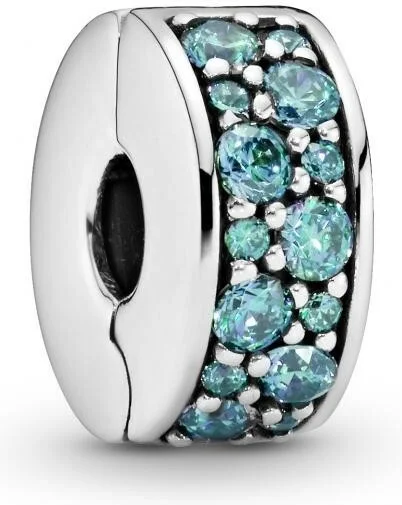 Charm Pandora Clip Pavé Bleu-Vert Pandora Moments Argent