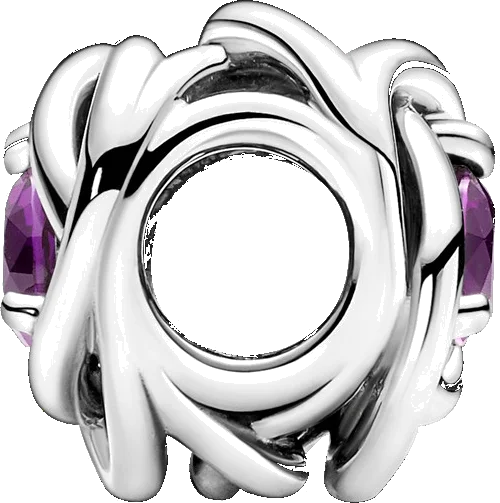 Charm Pandora argent Pandora moments Rose Ajourée & cristaux violet vue 2