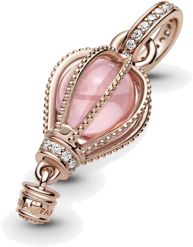 Charm Pandora Pendant Métal doré à l'or rose fin 585/1000 Montgolfière Rose Pandora Places vue 3
