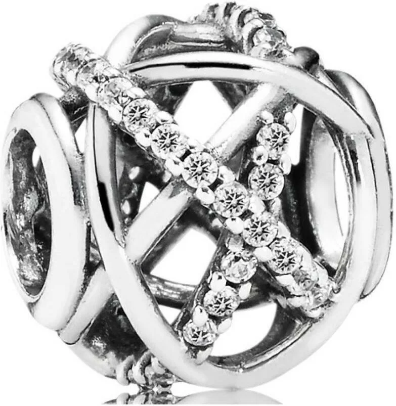 Charm Pandora Moments Argent 925 - Réf. 791388CZ - Charm ajouré à motifs scintillants pour femme