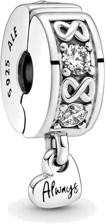 Charm Pandora Clip Pavé Ma Famille pour Toujours Argenté Pandora Moments vue 2