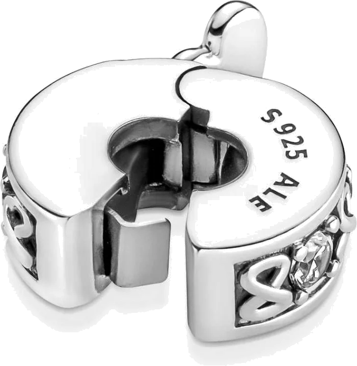 Charm Pandora Clip Pavé Ma Famille pour Toujours Argenté Pandora Moments vue 4