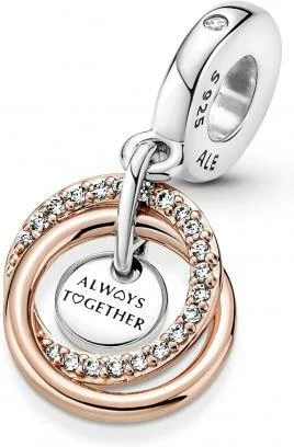 Charm Pandora Pendant Cercles Ma Famille pour Toujours Rose Pandora Moments vue 2
