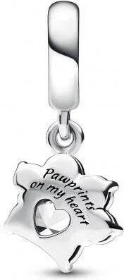 Charm Pandora Pendant Argenté Empreinte de Patte Scintillante vue 2