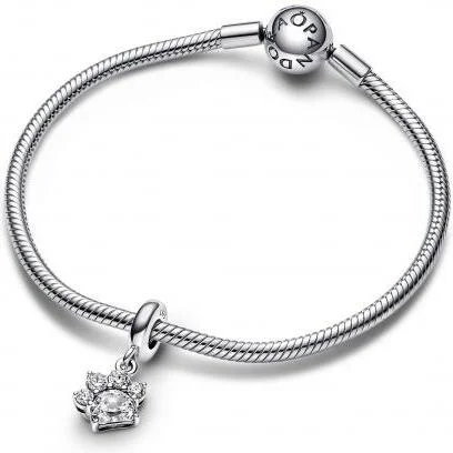 Charm Pandora Pendant Argenté Empreinte de Patte Scintillante vue 3