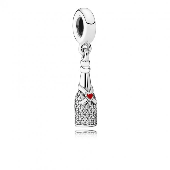 Charm Pandora Pendant Bouteille de Vin Scintillante Pandora Moments Argent 925/1000