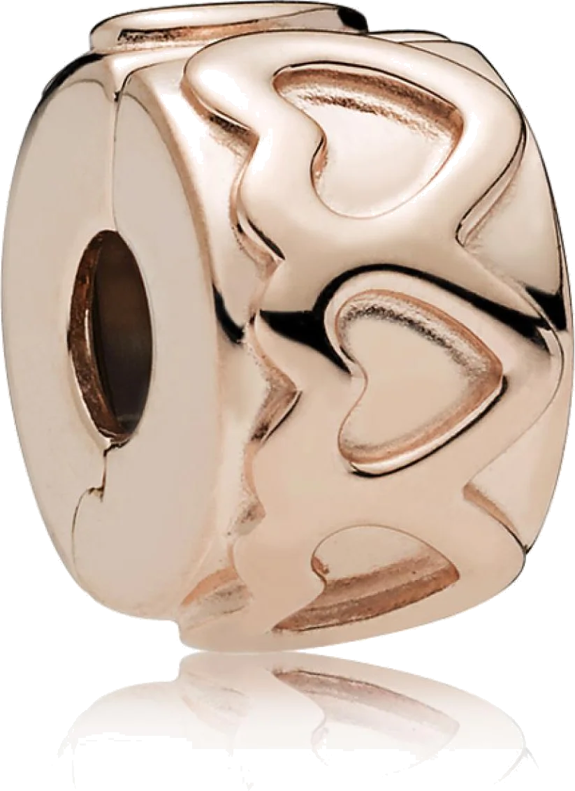 Charm Pandora Clip Couronne de Cœurs Pandora Moments Métal doré à l’Or Rose fin 585/1000 vue 2