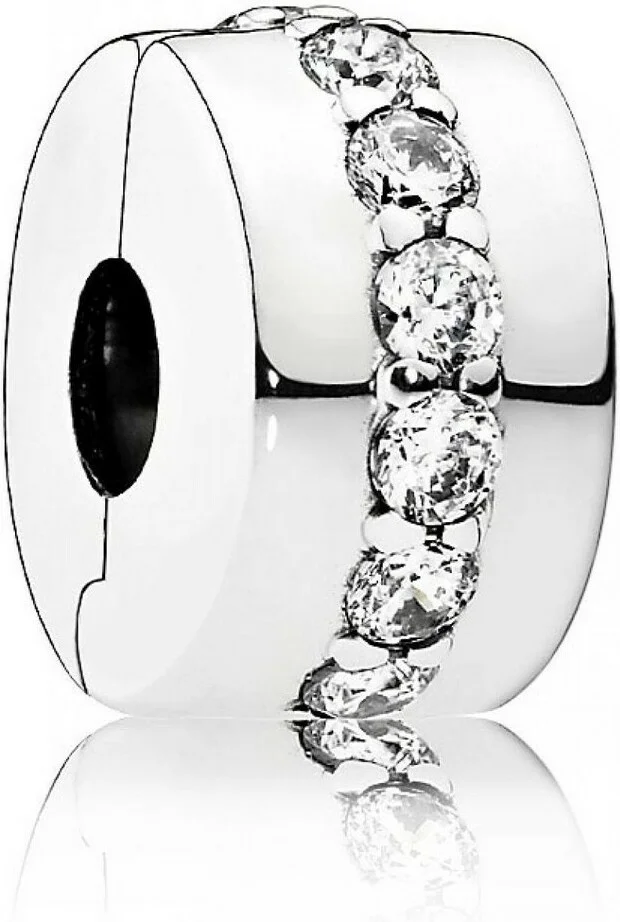 Charm Pandora Clip Rangée Scintillante Incolore Pandora Moments Argent 925/1000