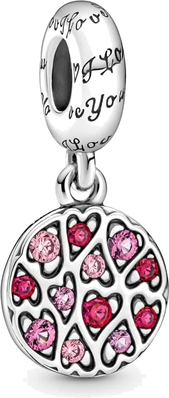 Charm Pandora coeur en argent 925 serti de cristaux roses - Réf. 799558C01