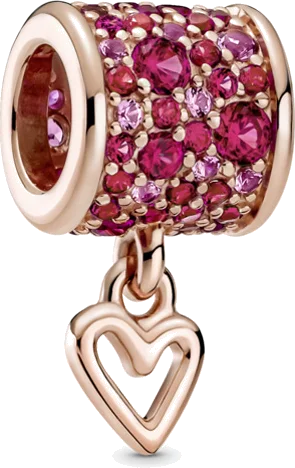 Charm Pandora 789548C01 - Cylindre avec coeur en métal plaqué or rose et cristaux roses pour femme