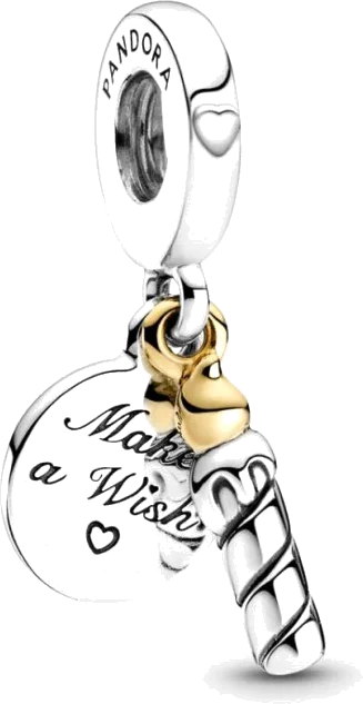 Pandora 799328C00 - Charm bougie d'anniversaire bicolore Make a Wish en argent 925 pour femme vue 2