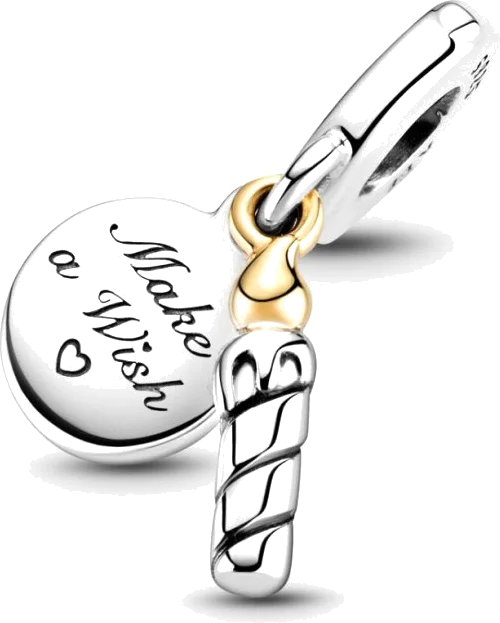Pandora 799328C00 - Charm bougie d'anniversaire bicolore Make a Wish en argent 925 pour femme