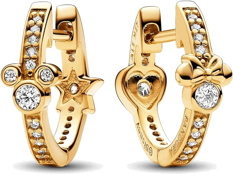 Boucles d'oreilles créoles Pandora Disney 262959C01 en or 585/1000, Mickey et Minnie
