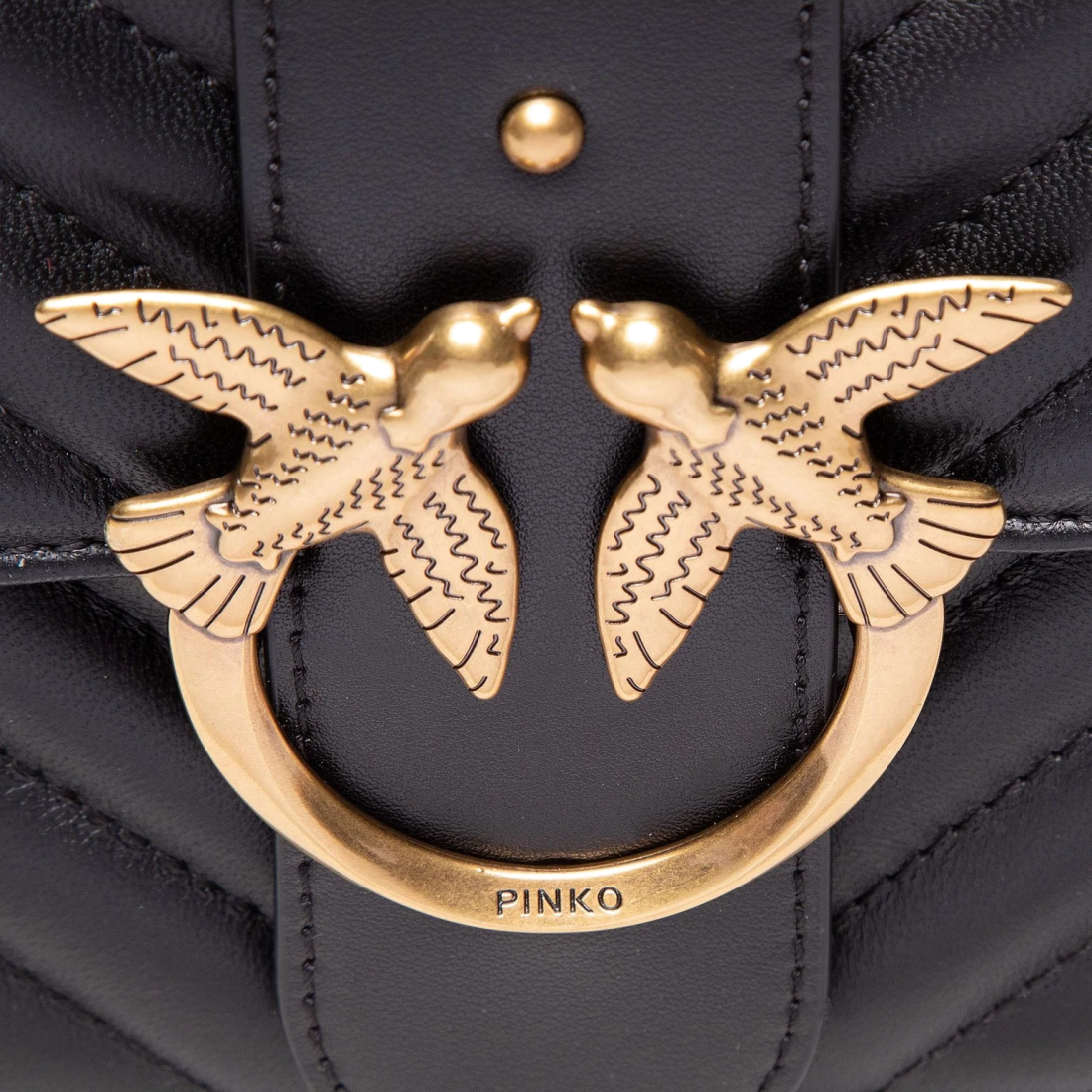 Sac bandoulière Pinko Love One Classic en cuir de vachette - Noir vue 6