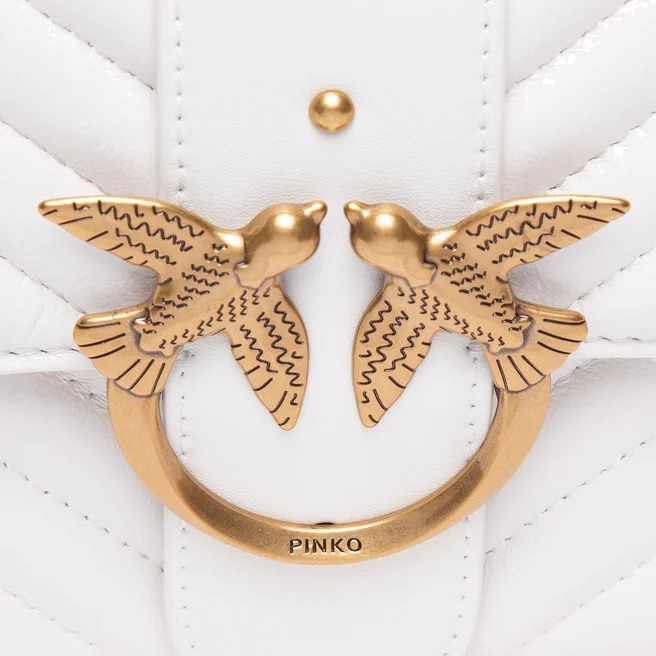 Sac bandoulière Pinko Love One Classic en cuir de vachette - Blanc vue 4