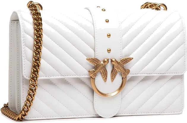 Sac bandoulière Pinko Love One Classic en cuir de vachette - Blanc vue 5