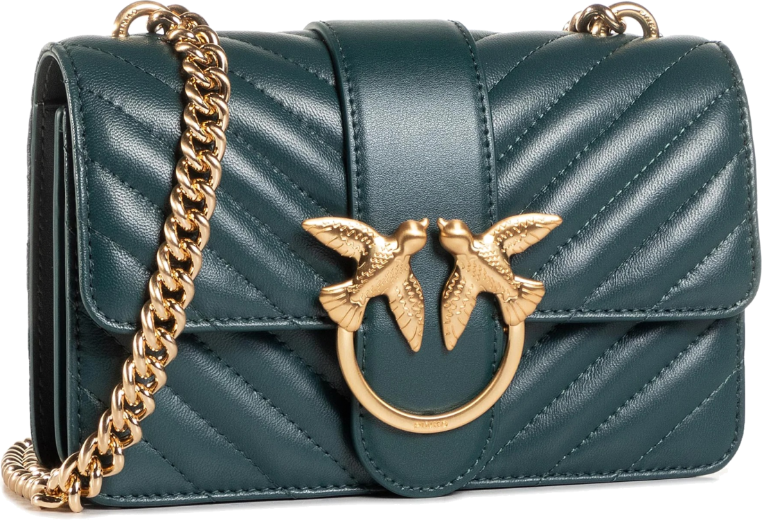 Sac à main bandoulière Pinko Love One Mini en cuir - Vert vue 4