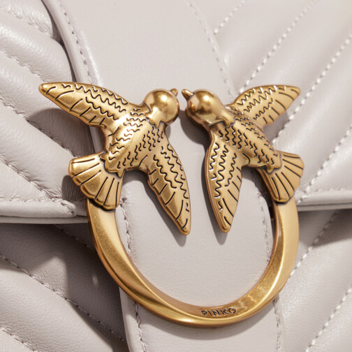 Sac à main bandoulière Pinko Love One Mini en cuir - Beige vue 4