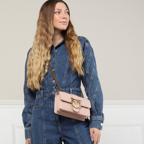 Sac à main bandoulière Pinko Love One Mini en cuir - Rose vue 4