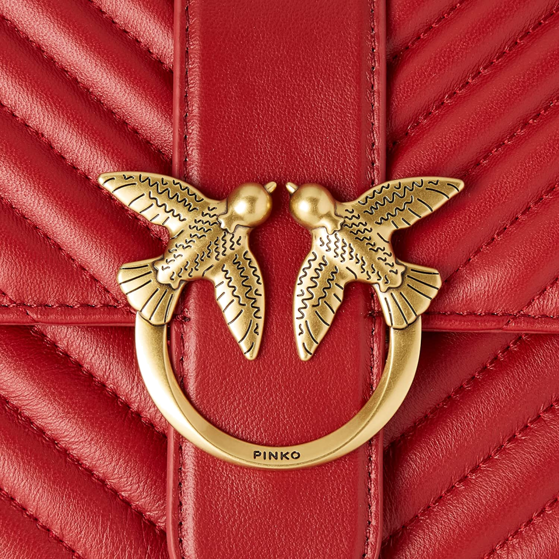 Sac à main bandoulière Pinko Love One Mini en cuir - Rouge vue 3