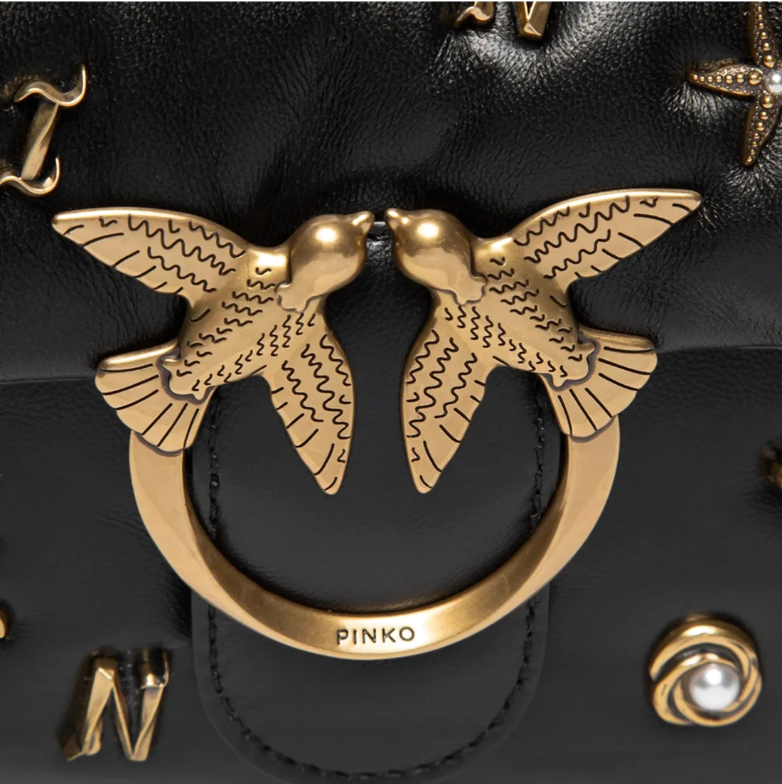 Sac à main Pinko Love Mini Puff Summer Pins en cuir noir - Réf. 107021-BLACK vue 4