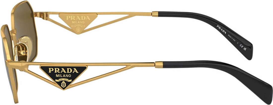 Lunettes de soleil Prada PR A51S monture métal - Or vue 2