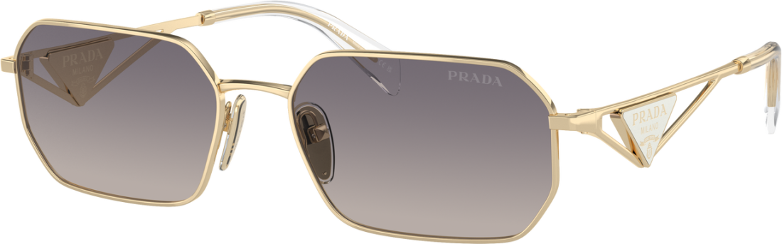 Lunettes de soleil Prada PR A51S monture métal - Or - Blanc vue 2