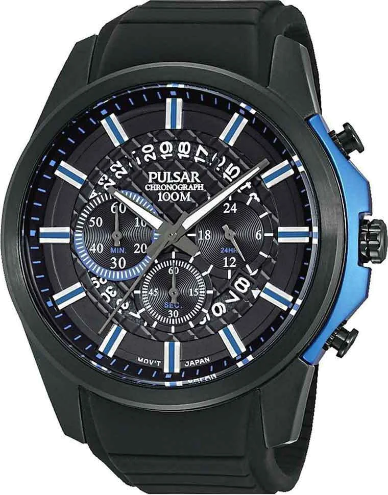 Montre Homme Pulsar PT3567X1 - Boîtier Noir, Détails Bleus, Cadran 49mm