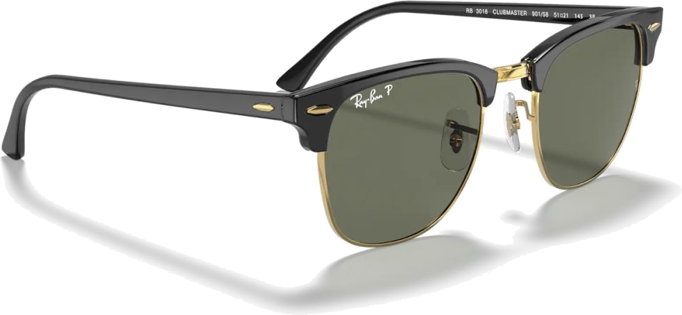 Lunettes de soleil Ray-Ban Clubmaster RB3016 901/58 Noir Or polarisées - Unisexe vue 2
