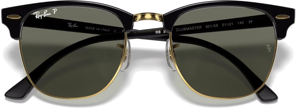 Lunettes de soleil Ray-Ban Clubmaster RB3016 901/58 Noir Or polarisées - Unisexe vue 3