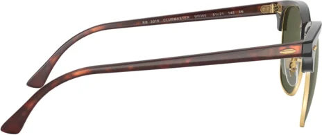 Lunettes de Soleil Ray-Ban Clubmaster RB3016 W0366 Havana - Or Unisexe vue 2