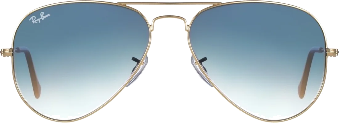 Lunettes de soleil Ray-Ban Aviator RB3025 001/3F - Monture or et verres bleu dégradé - Unisexe vue 2