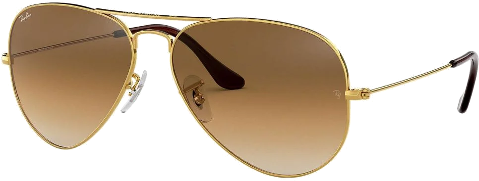 Lunettes de soleil Ray-Ban Aviator RB3025 001/51 - Monture or unisexe, verres dégradés marron vue 2