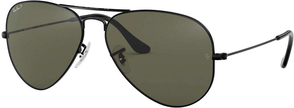 Lunettes de soleil Ray-Ban Aviator Large Metal RB3025 002/58 noires polarisés - 62-14 vue 2
