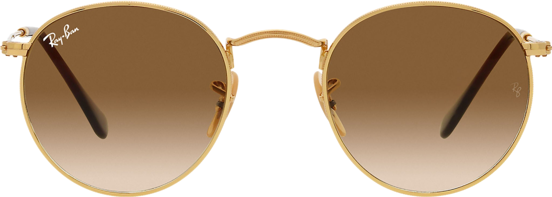 Lunettes de soleil Ray-Ban RB3447 001/51 - Monture ronde métal or, verres marron dégradé - Unisexe