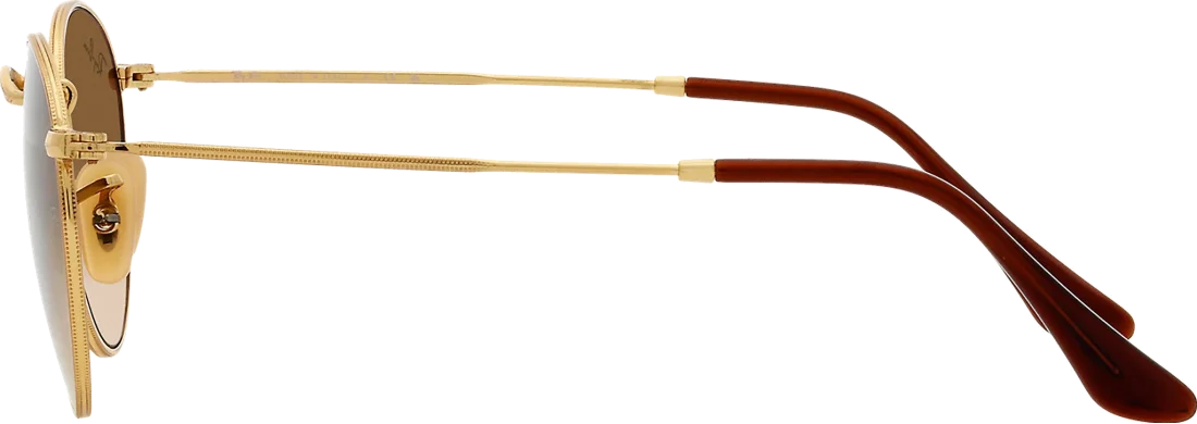 Lunettes de soleil Ray-Ban RB3447 001/51 - Monture ronde métal or, verres marron dégradé - Unisexe vue 2