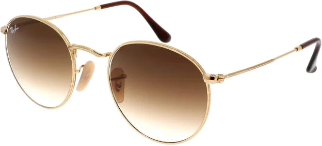 Lunettes de soleil Ray-Ban RB3447 001/51 - Monture ronde métal or, verres marron dégradé - Unisexe vue 3