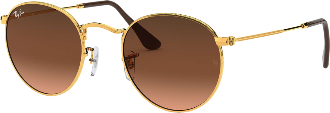 Lunettes de soleil Ray-Ban Round Metal RB3447 9001/A5 Rondes doré gold marron - 53-21 vue 2