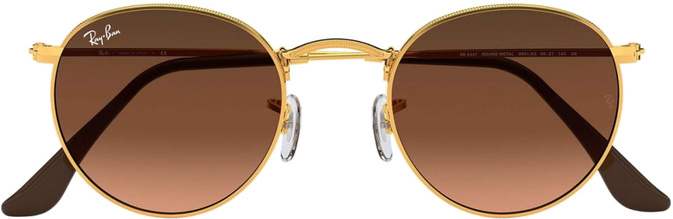 Lunettes de soleil Ray-Ban Round Metal RB3447 9001/A5 Rondes doré gold marron