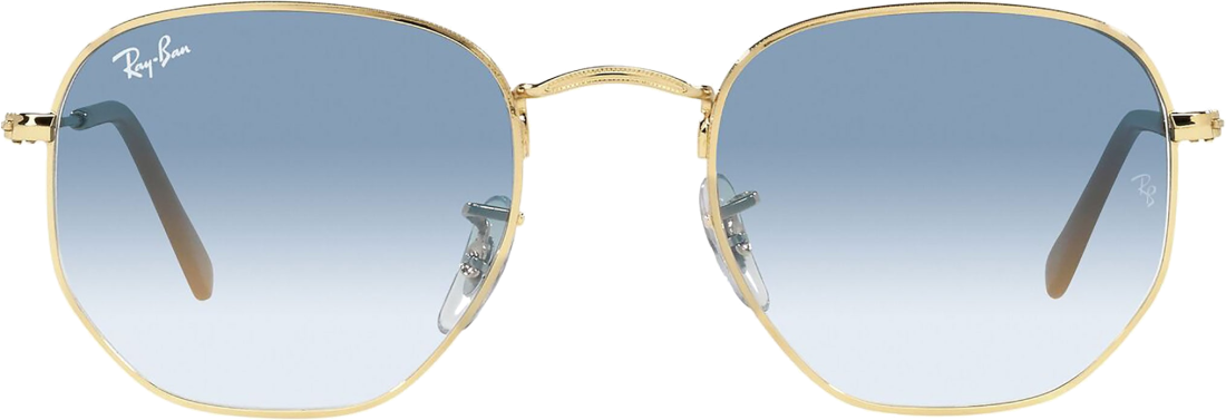 Lunettes de soleil Ray-Ban Hexagonal Flat Lenses RB3548 001/3F doré or bleu dégradés - 54-21 vue 2