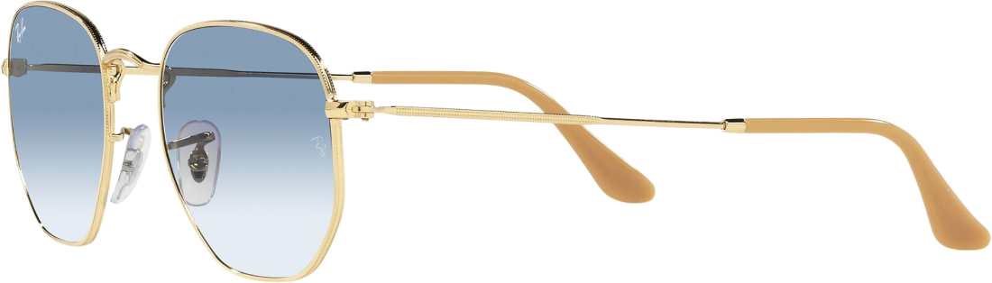 Lunettes de soleil Ray-Ban Hexagonal Flat Lenses RB3548 001/3F doré or bleu dégradés - 54-21 vue 3