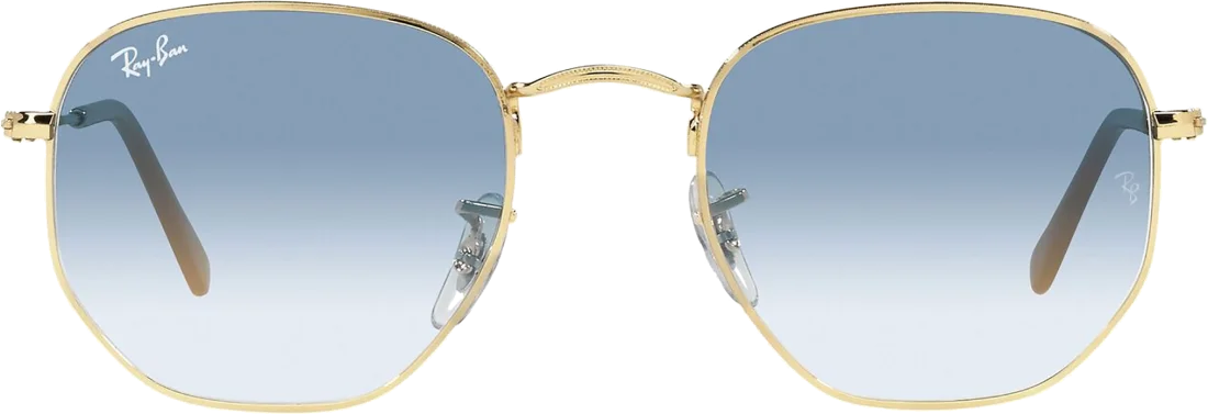Lunettes de soleil Ray-Ban RB3548 001/3F - Monture or hexagonale, verres bleu dégradé - Unisexe vue 2