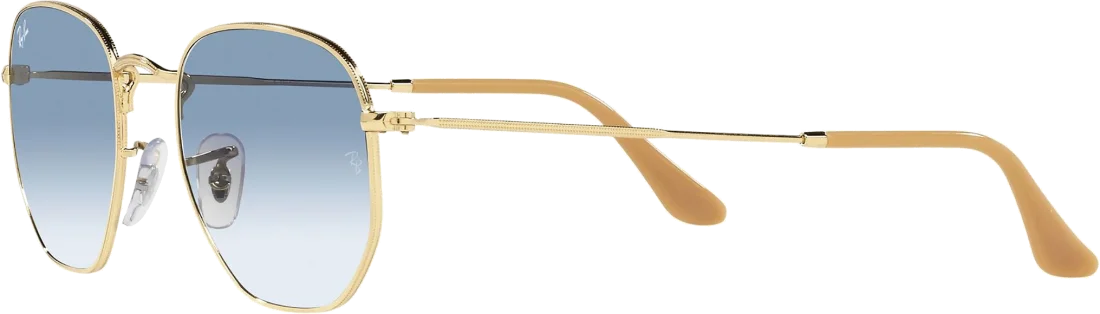 Lunettes de soleil Ray-Ban RB3548 001/3F - Monture or hexagonale, verres bleu dégradé - Unisexe vue 3