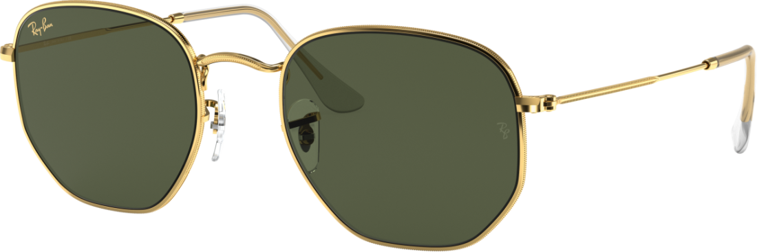 Lunettes de soleil Ray-Ban Hexagonal Flat Lenses RB3548 9196/31 dorés vert - 51-21 vue 2