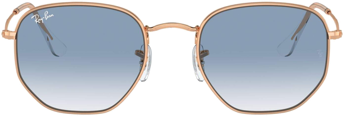 Lunettes de soleil Ray-Ban Hexagonal Flat Lenses RB3548 9202/3F doré or rosé bleu dégradés - 51-21 vue 3
