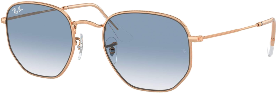 Lunettes de soleil Ray-Ban Hexagonal Flat Lenses RB3548 9202/3F doré or rosé bleu dégradés - 54-21 vue 4